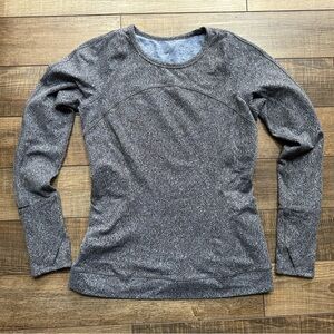 Lululemon Cypress Kiss Long Sleeve Fusion Jacquard Black Violet Viola Size 10